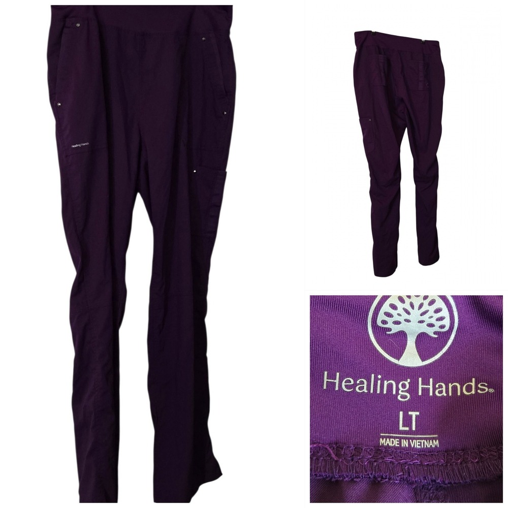 Healing Hands Purple Label Tori Scrub Pants Purple Large Tall 9133T Yoga Cargo